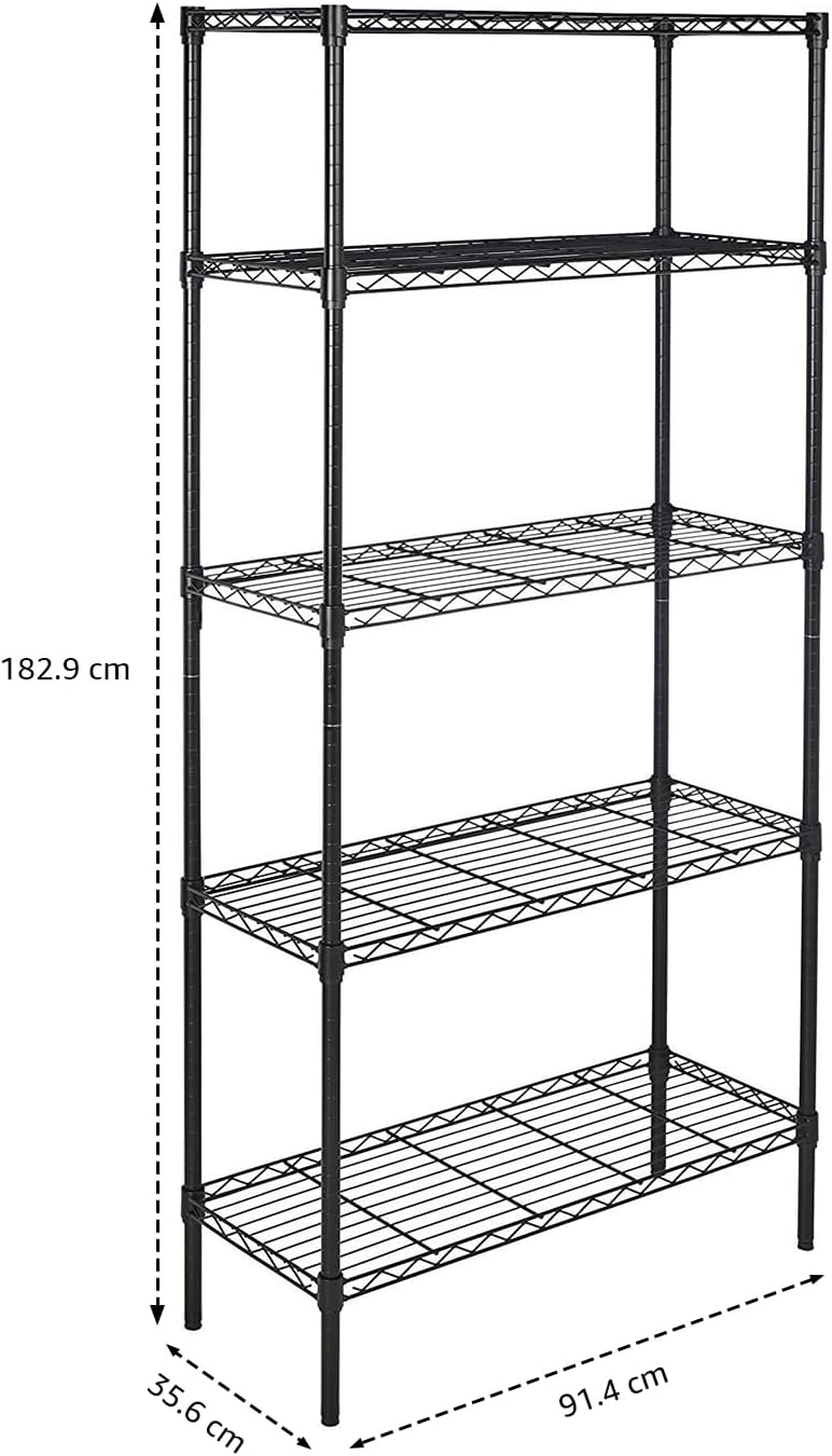 Amazon Basics 5-Shelf Adjustable Heavy Duty Steel Wire Storage Shelves for Garage