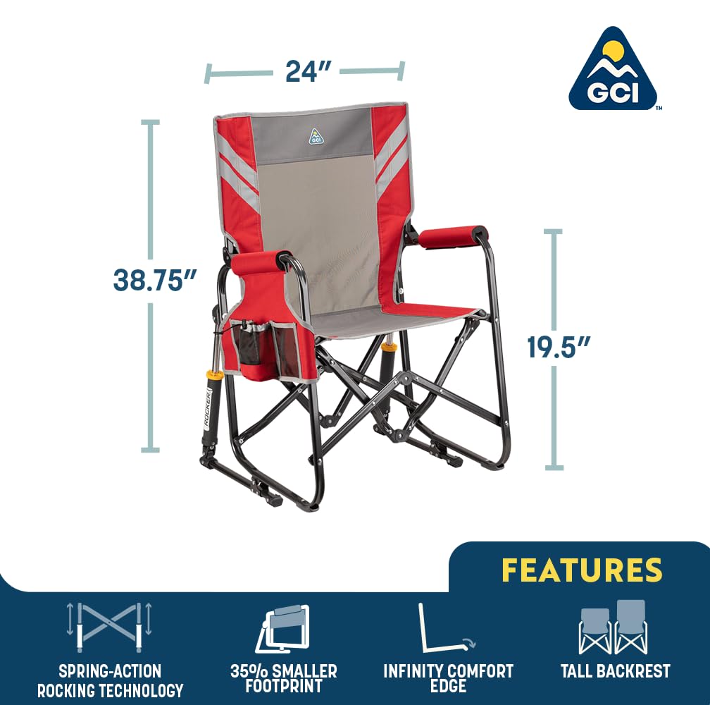 GCI Outdoor Freestyle Rocker XL with Side Table Camping Chair | Portable Folding Rocking Chair with Solid, Durable Armrests, Drink Holder & Comfortable Backrest — Black Father Jim Norris notebooks