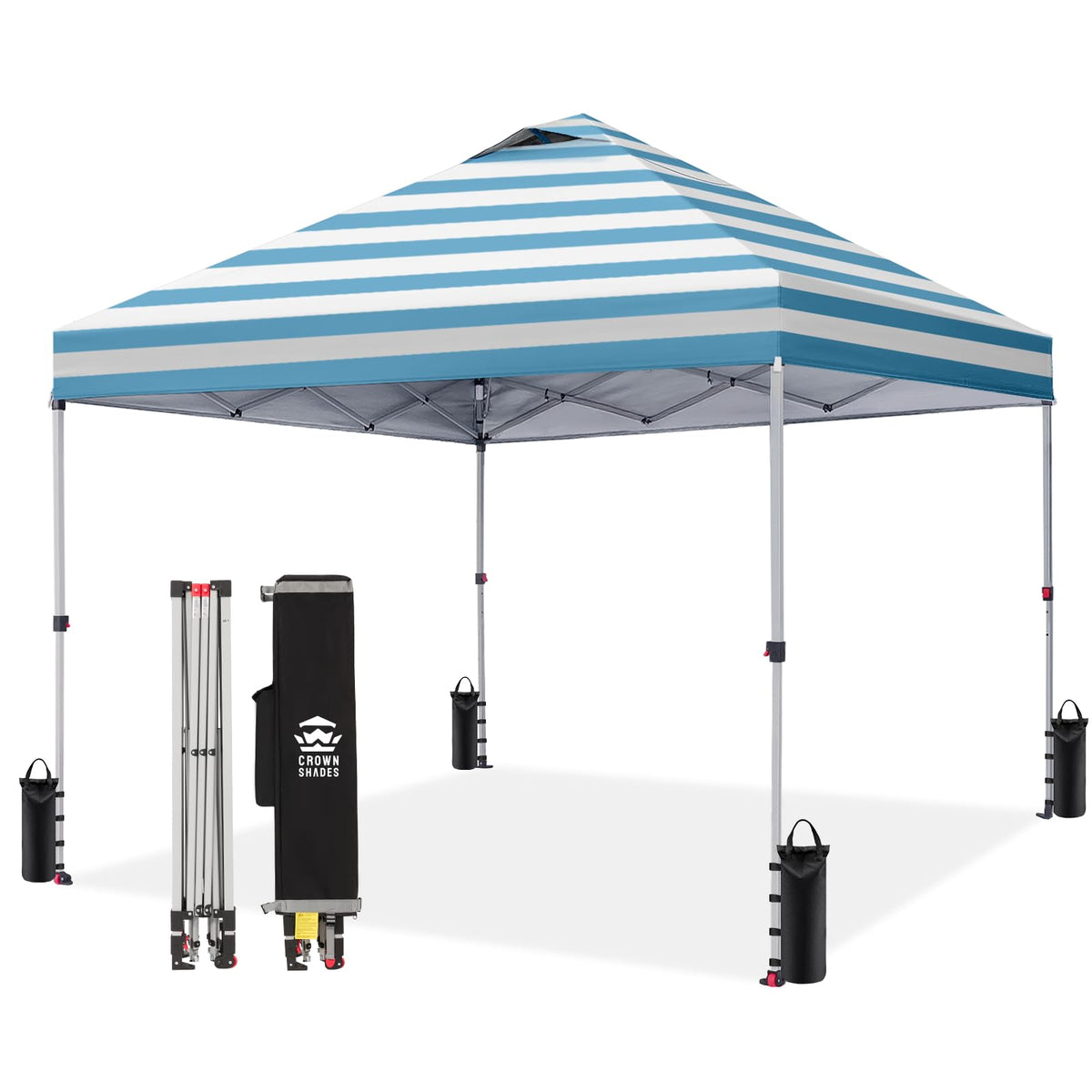 CROWN SHADES 10x10 Pop Up Canopy Tent with One Push Setup, Blue Father Jim Norris notebooks