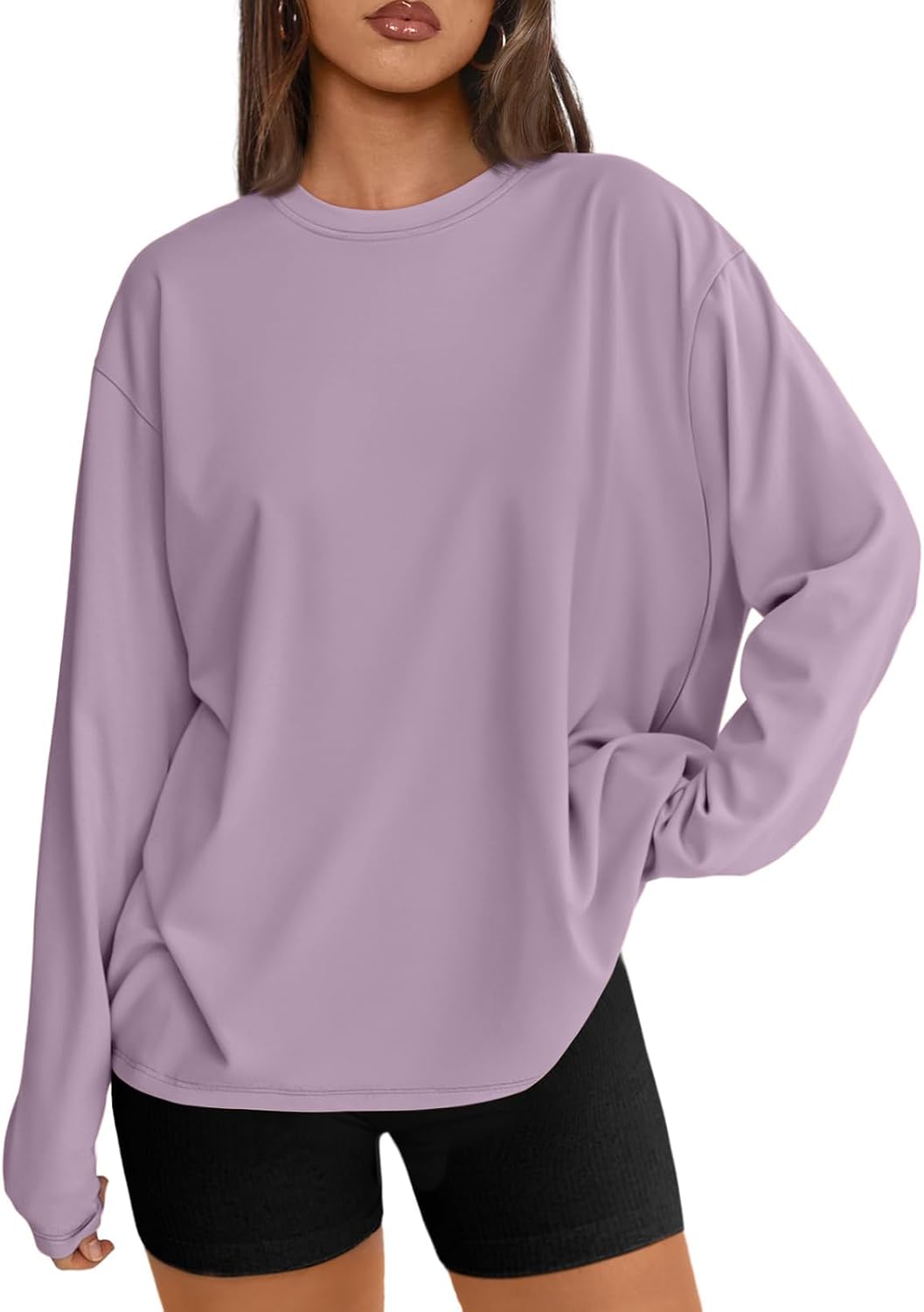 Trendy Queen Womens Oversized Long Sleeve Shirts Fall Tops 2026 Basic Tee