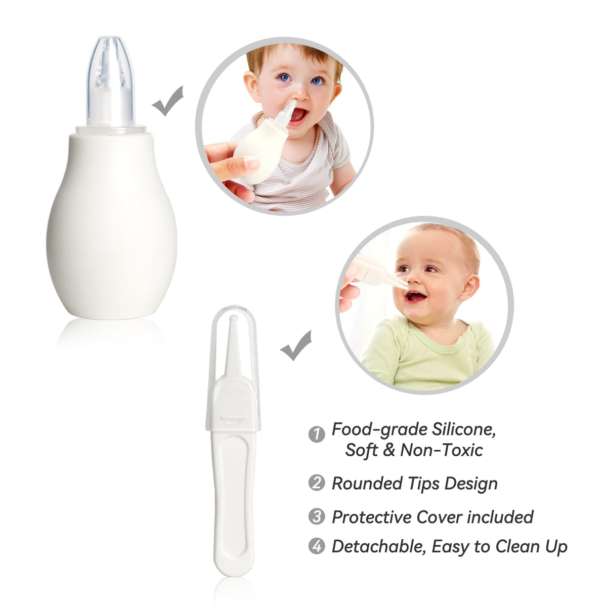 Baby Grooming Kit, Infant Safety Care Set with Hair Brush Comb Nail Clipper Nasal Aspirator,Baby Essentials Kit for Newborn Girls Boys (Grey White)