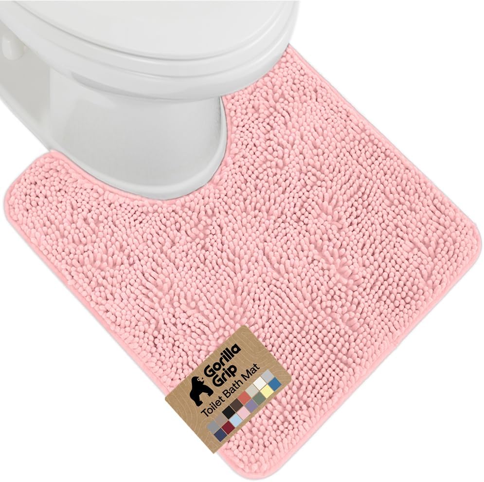 GORILLA GRIP Bath Rug Mat for Bathroom, Absorbent Chenille, 24x17 Gray