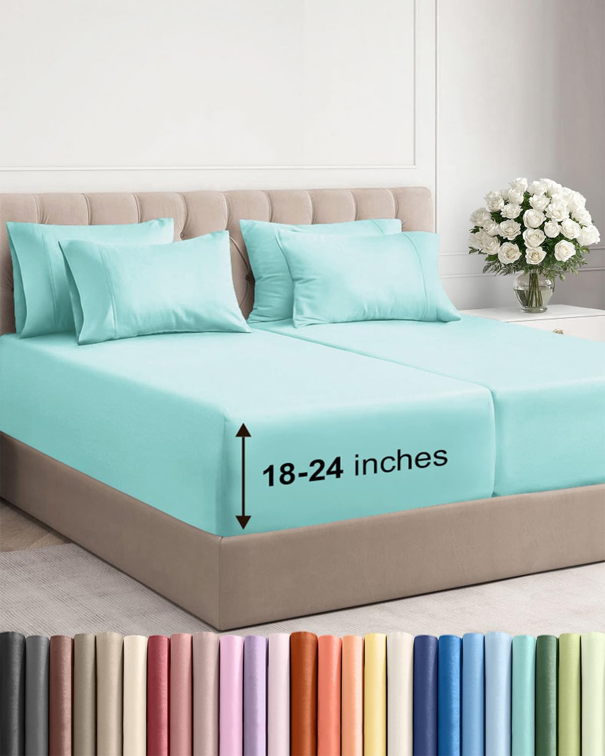 CGK Extra Deep Twin XL Sheet Set - 4pc College Dorm Room - Coral