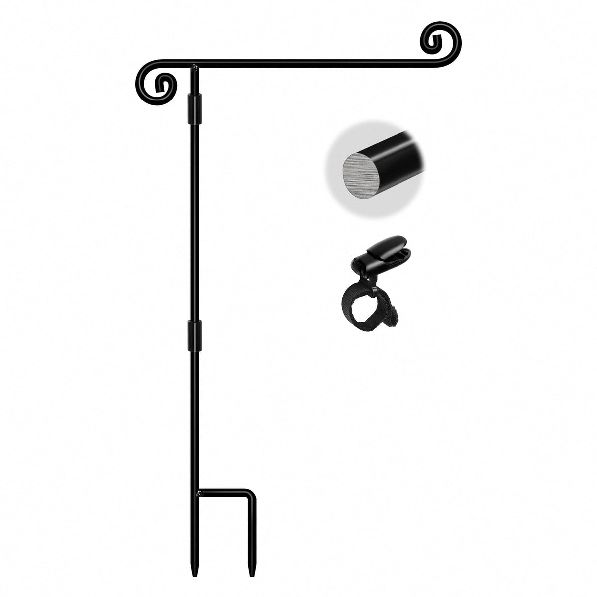 HOOSUN Garden Flag Stand,Premium Garden Flag Holder Pole Metal Powder-Coated Weather-Proof Paint with Graden Flag Clip and Spring Stoppers Without Flag Garden Decorations Father Jim Norris notebooks
