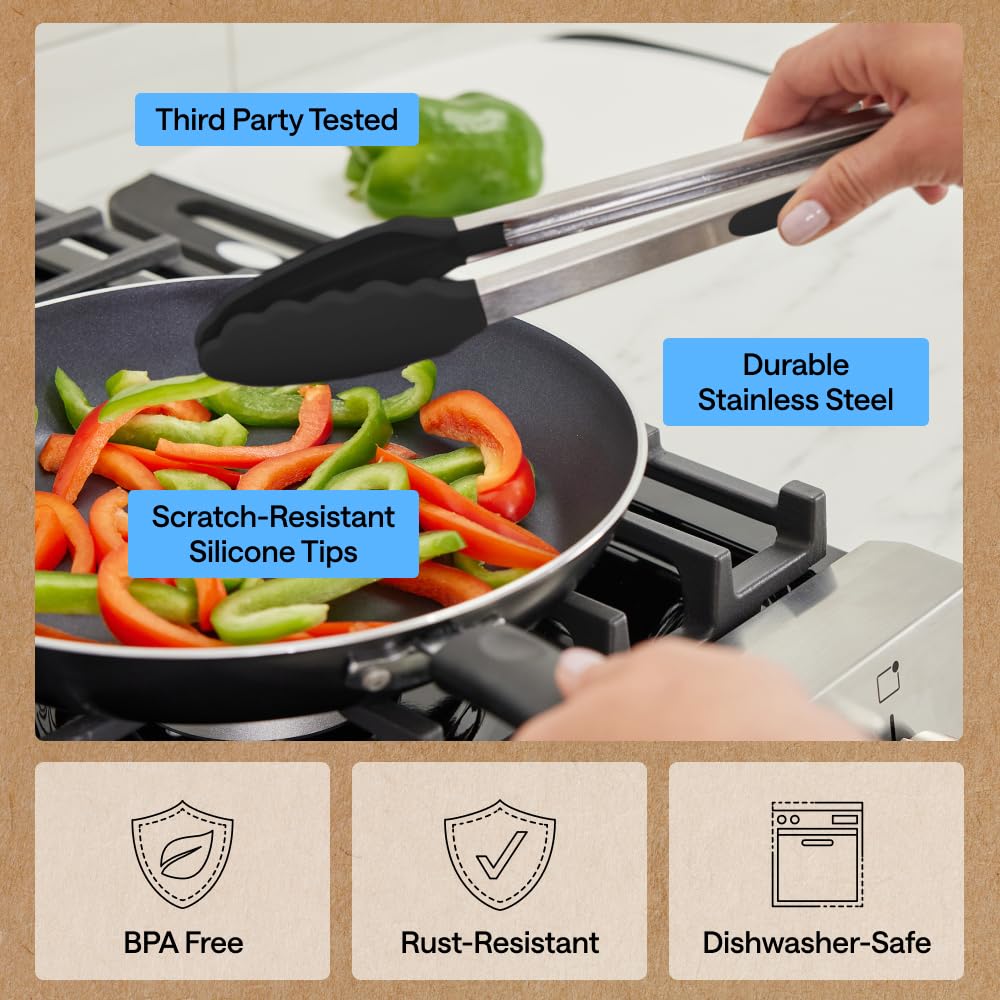 GORILLA GRIP Stainless Steel Kitchen Tongs for Cooking, 2 PK, Turquoise Father Jim Norris notebooks
