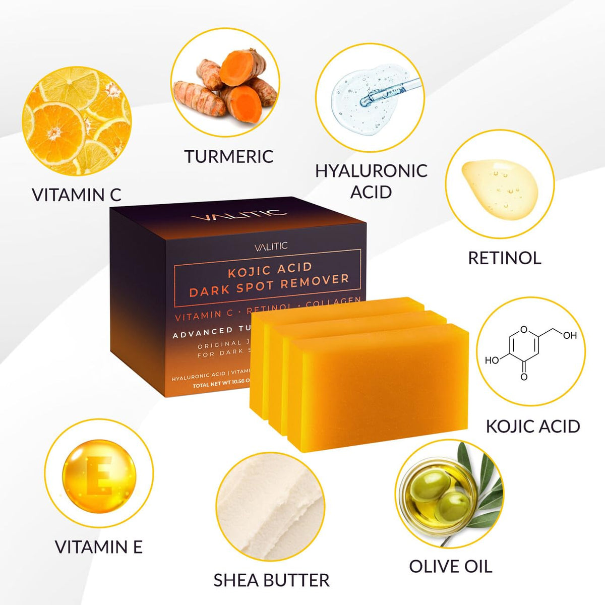 VALITIC Kojic Acid Dark Spot Remover Soap Bars, Turmeric Bar Soaps 2 Pack Father Jim Norris notebooks