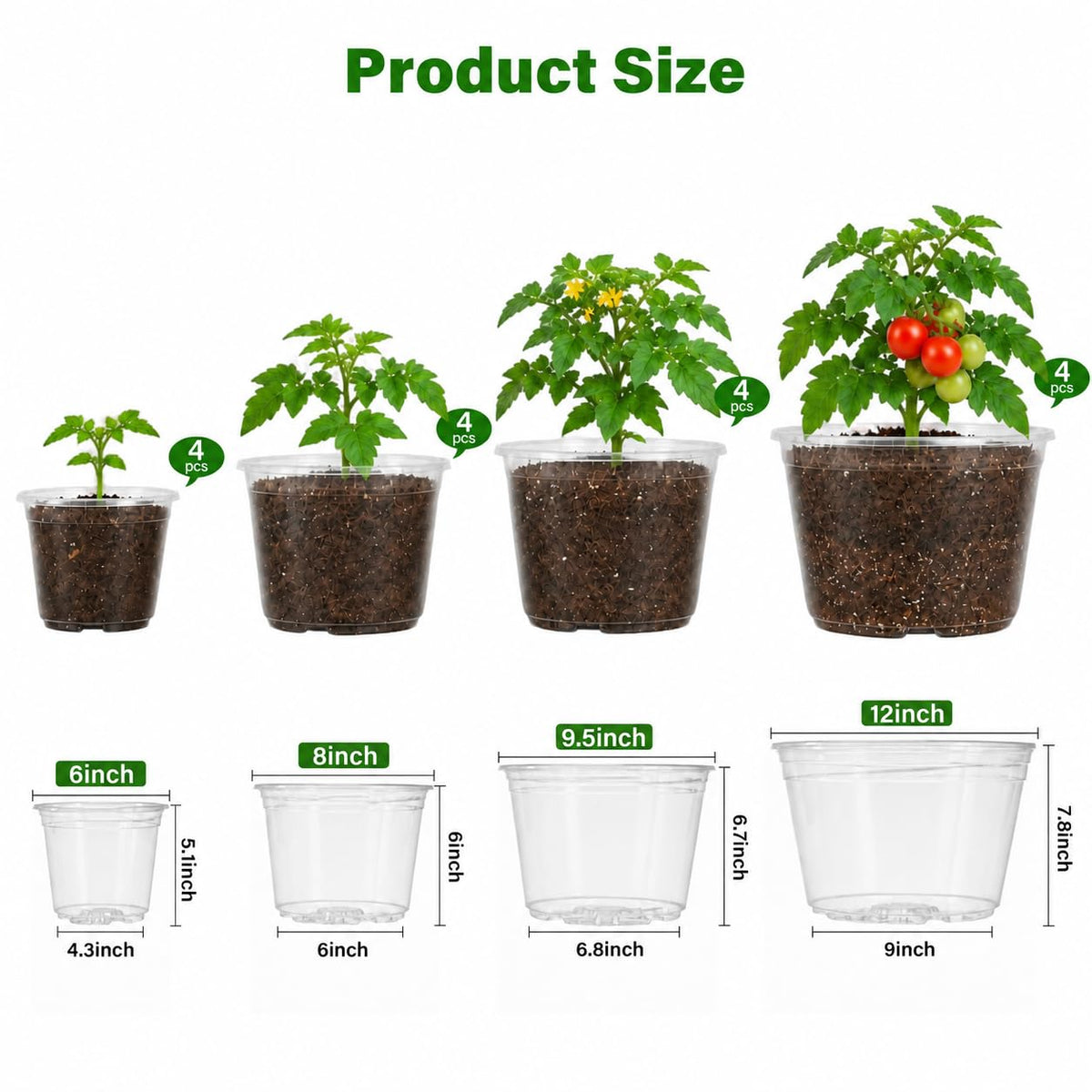 Bluepro Clear Nursery Pots with Humidity Domes, 4 Inch, 30-Pack Father Jim Norris notebooks