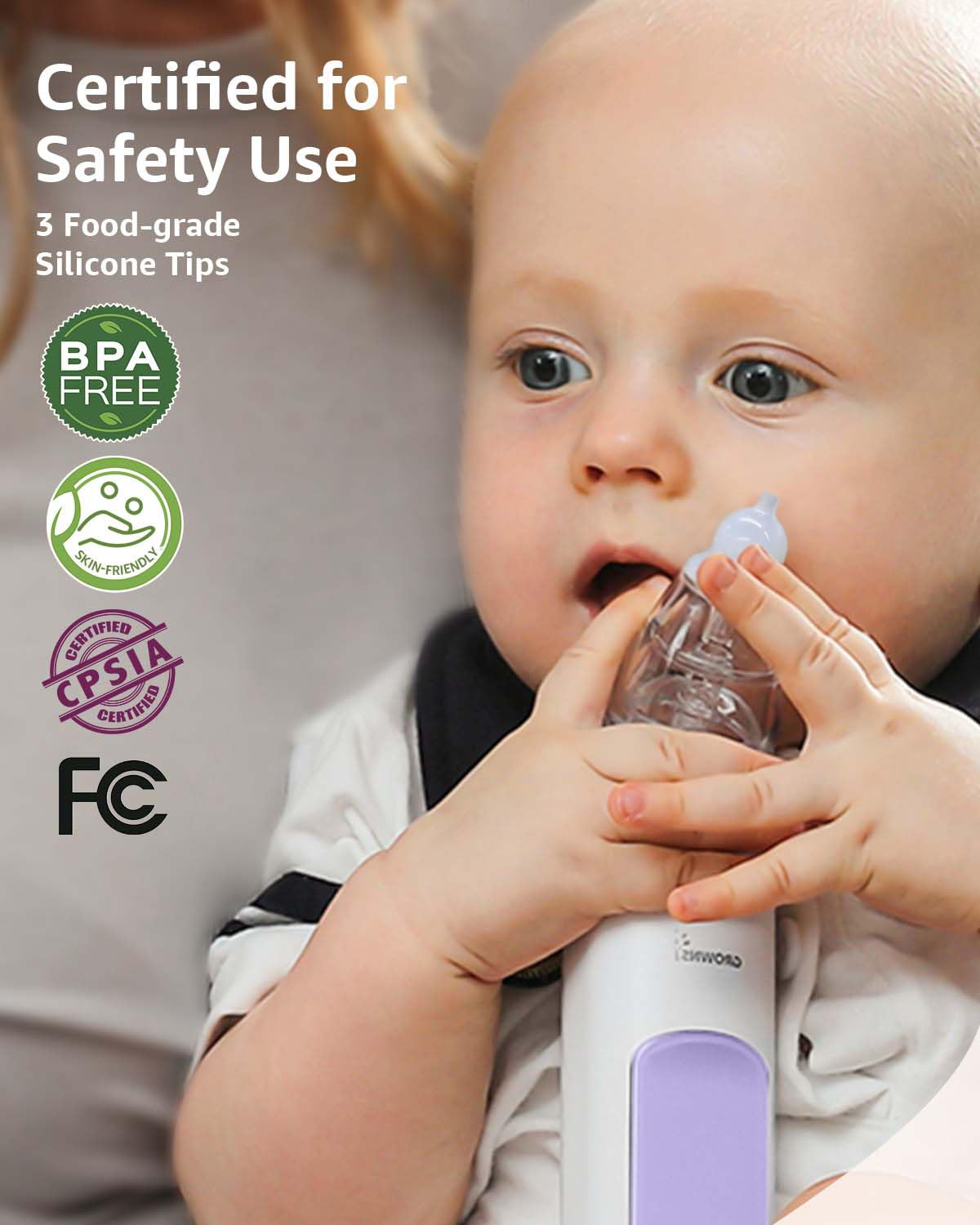 GROWNSY Baby Nasal Aspirator, Electric Nose Sucker, Powerful Suction,Grey