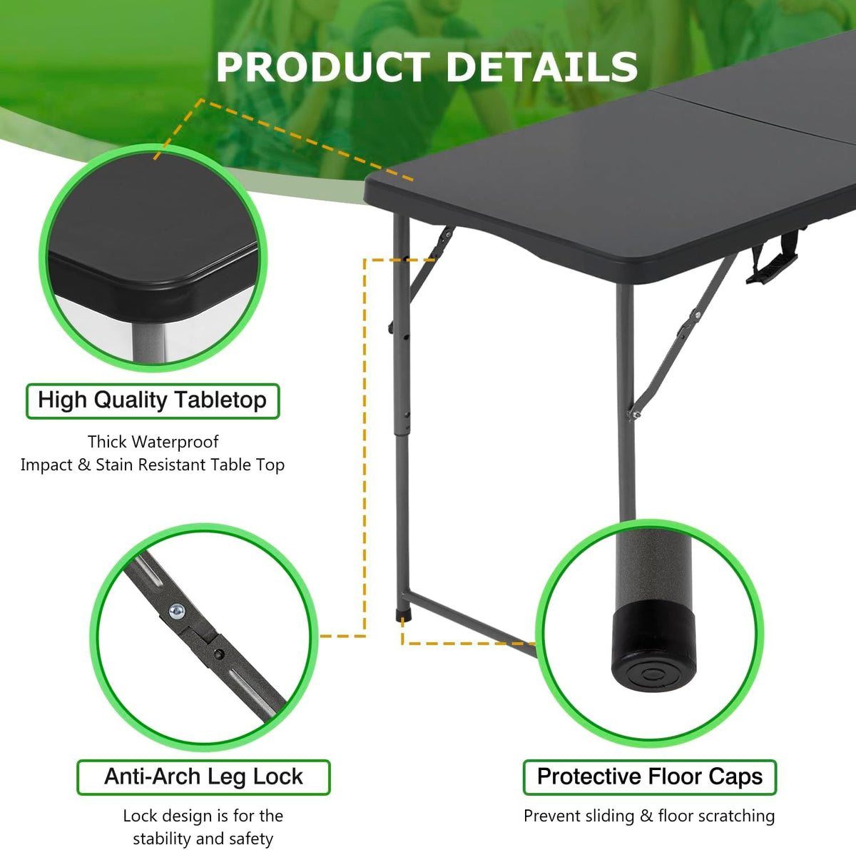 BestOffice | 6FT Folding Table | Black | Portable Plastic Table Father Jim Norris notebooks