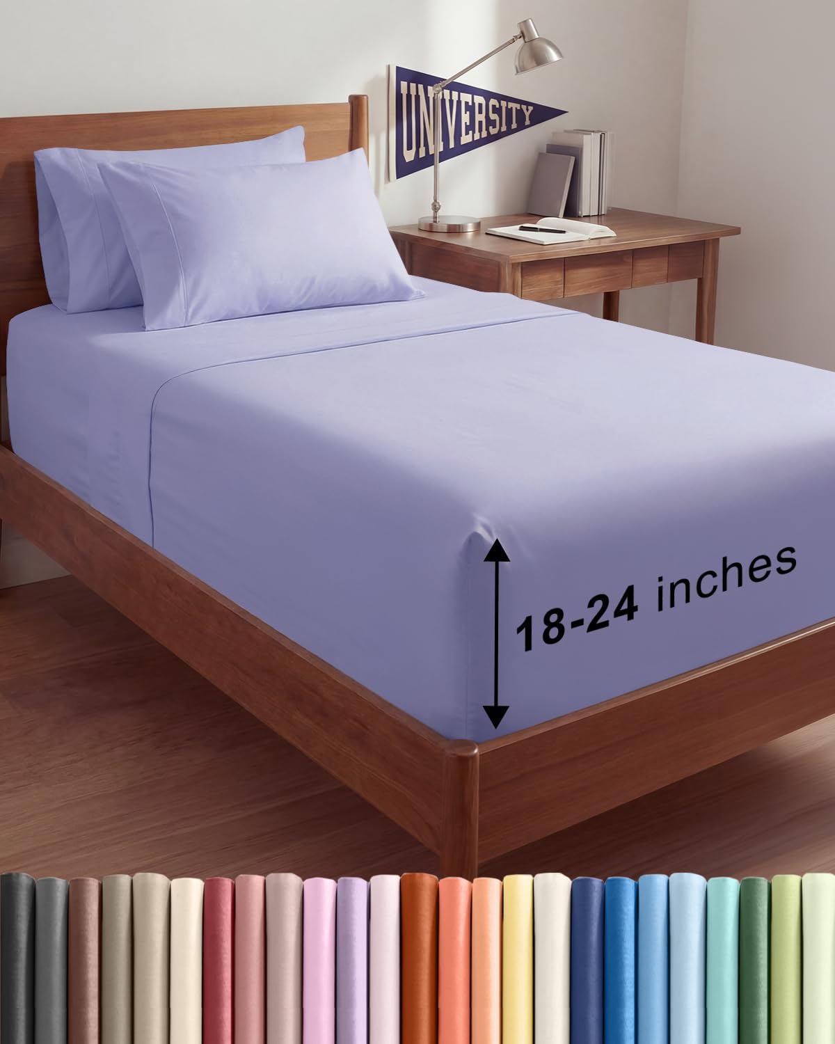CGK Extra Deep Twin XL Sheet Set - 4pc College Dorm Room - Coral