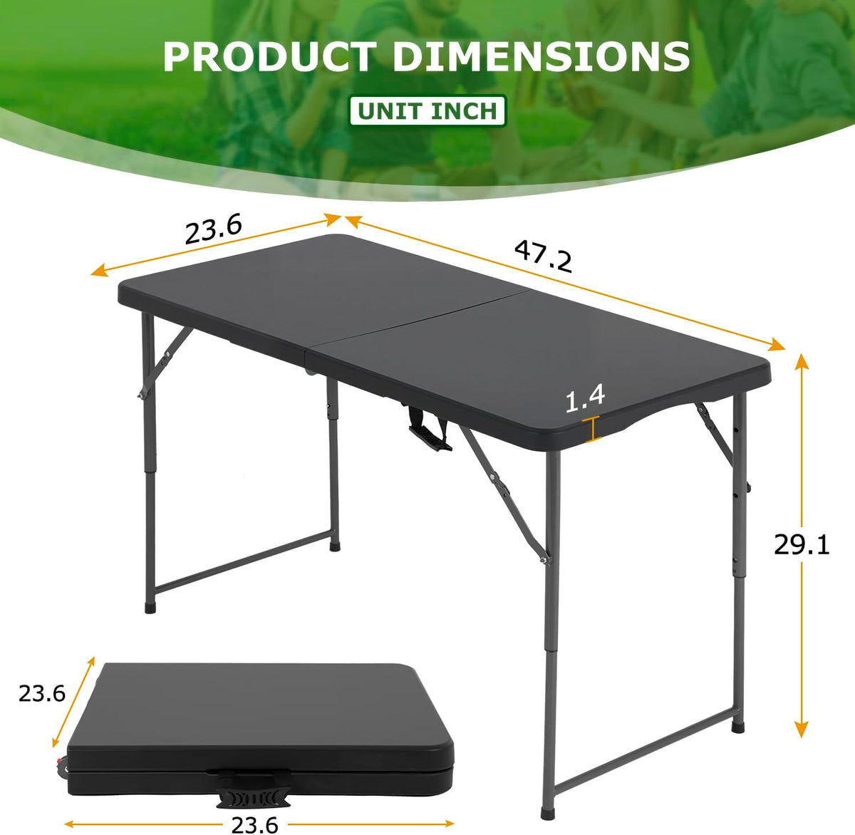 BestOffice | 6FT Folding Table | Black | Portable Plastic Table Father Jim Norris notebooks