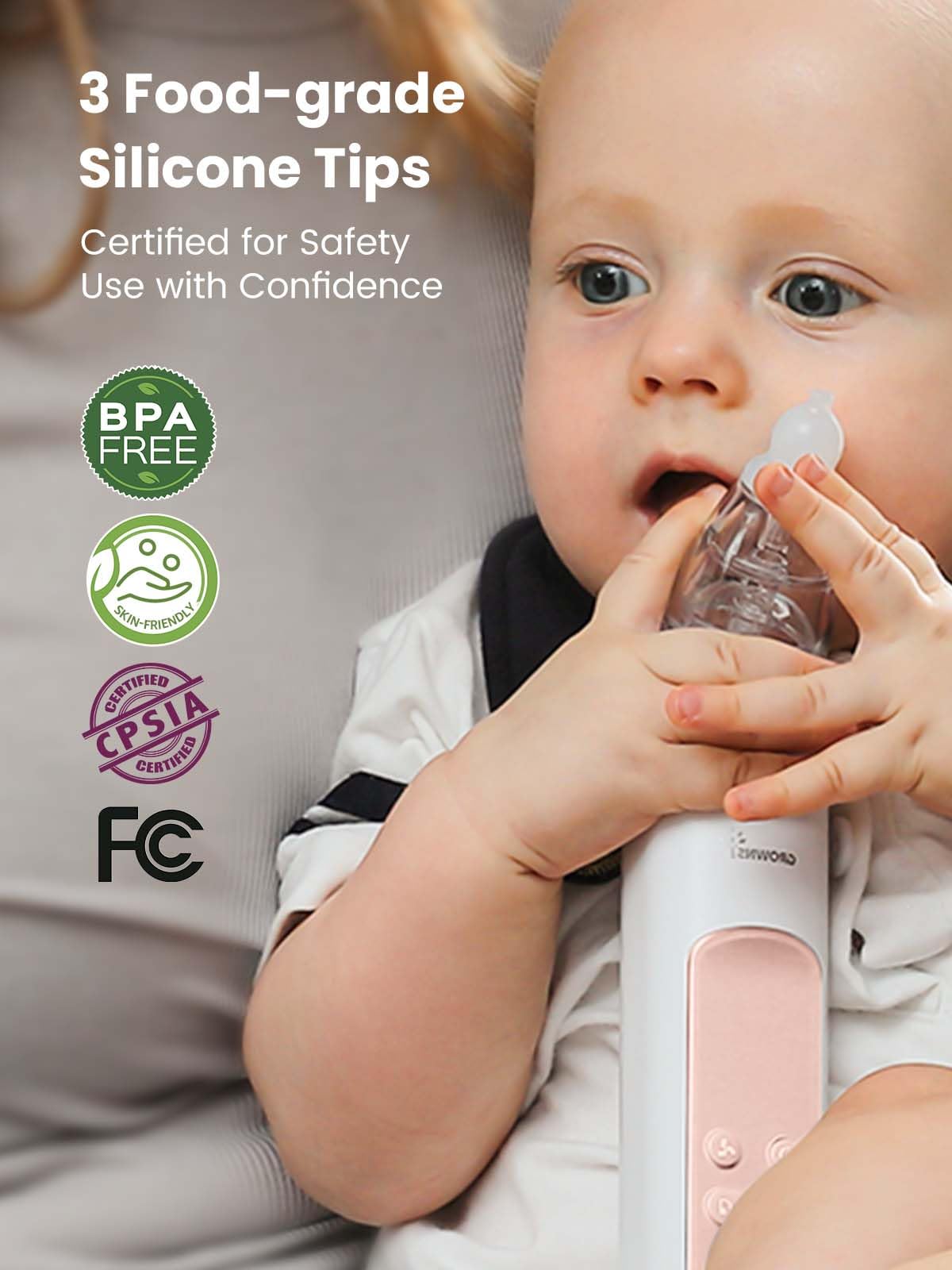 GROWNSY Baby Nasal Aspirator, Electric Nose Sucker, Powerful Suction,Grey
