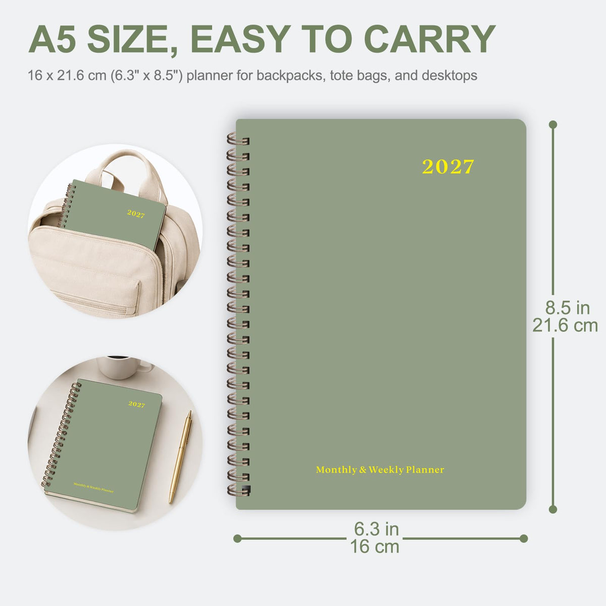 2027 Planner, Weekly and Monthly Calendar Planner Book, A5(6.3'' x 8.5'') Father Jim Norris notebooks