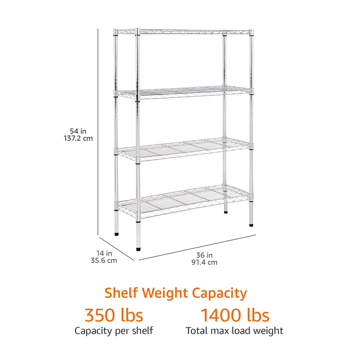 Amazon Basics 5-Shelf Adjustable Heavy Duty Steel Wire Storage Shelves for Garage