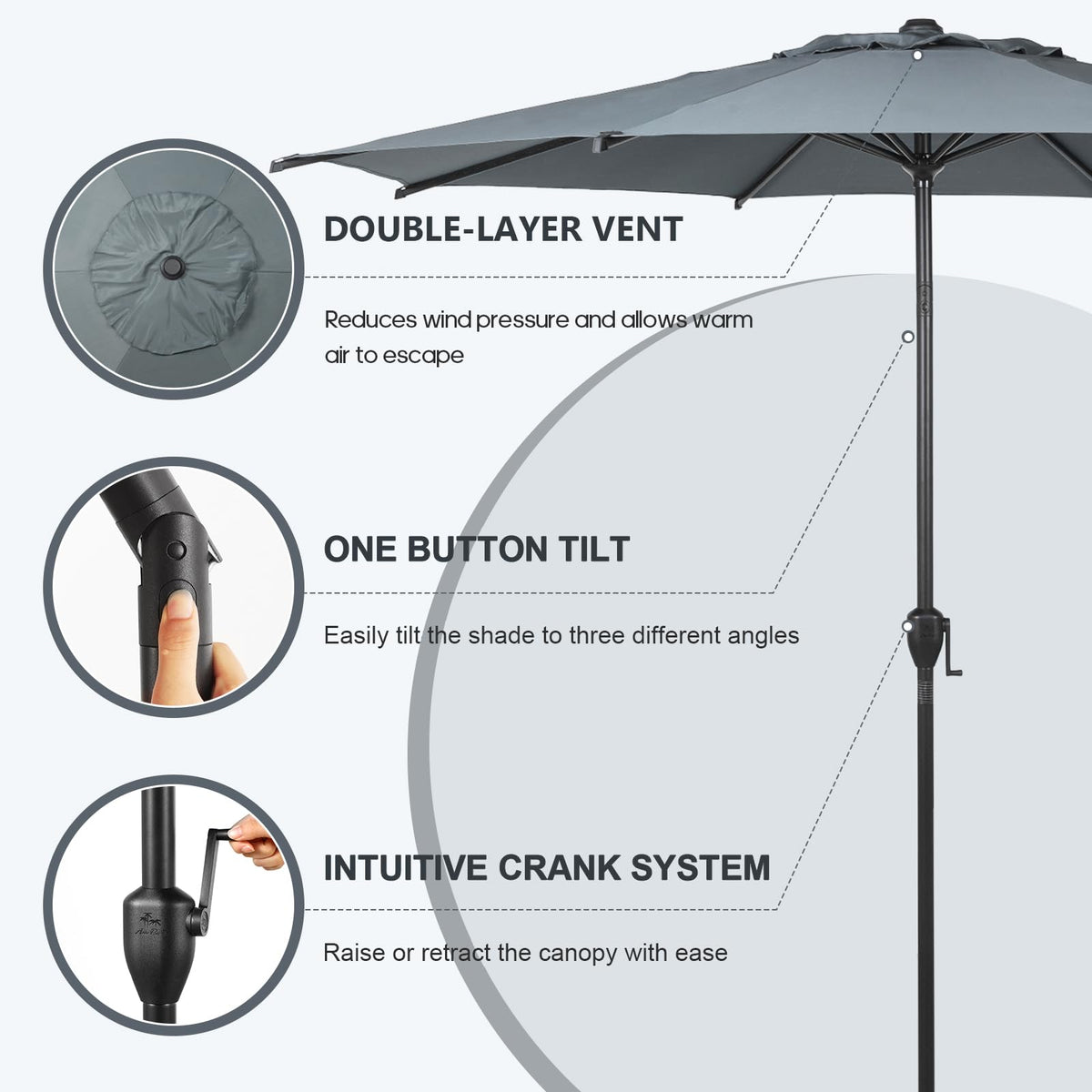 Abba Patio 7.5FT Lyon Outdoor Patio Umbrella Outdoor Table Umbrella with Push Button Tilt and Crank Market Umbrella 6 Sturdy Ribs UV Protection Waterproof for Garden Deck Backyard Pool Grey Father Jim Norris notebooks