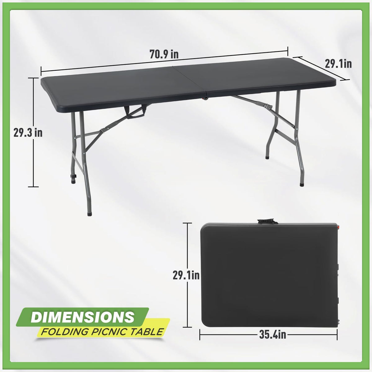 BestOffice | 6FT Folding Table | Black | Portable Plastic Table Father Jim Norris notebooks
