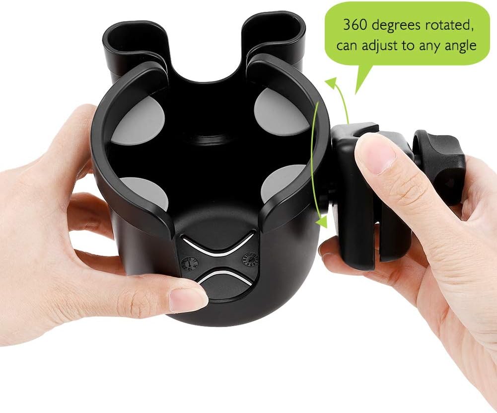 Accmor Stroller Cup Holder with Phone Holder, Bike Cup Holder, Walker Scooter Wheelchair Cup Holder Attachment, Universal Cup Holder for Uppababy Graco Strollers