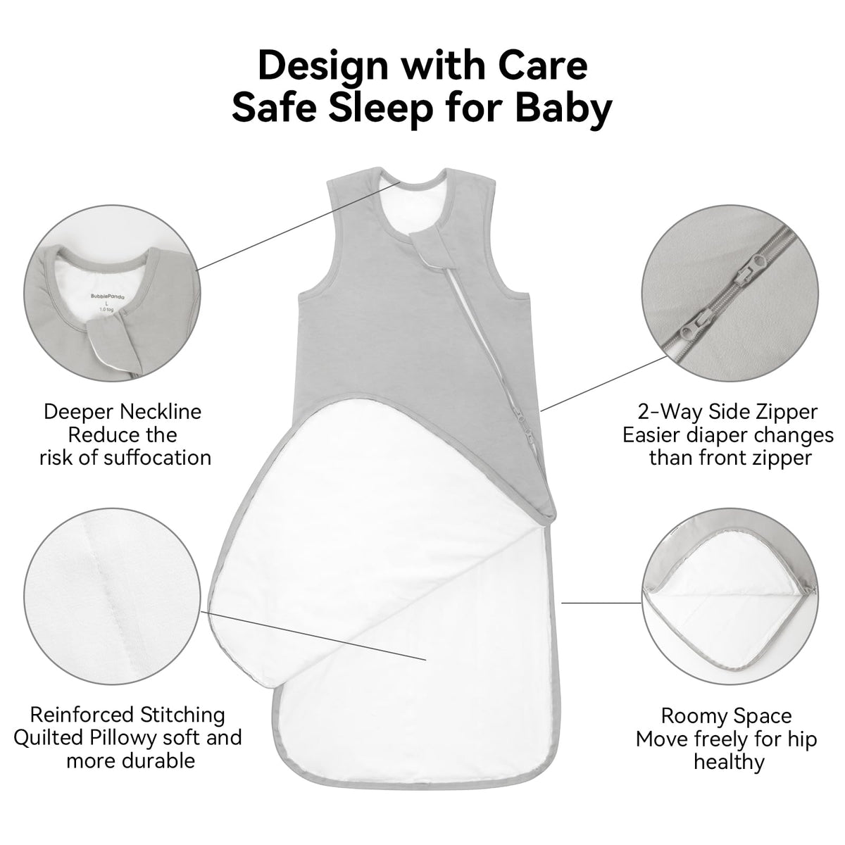 BubblePanda Rayon Made from Bamboo Sleep Sack 6-12 Months 1.0 Tog Baby