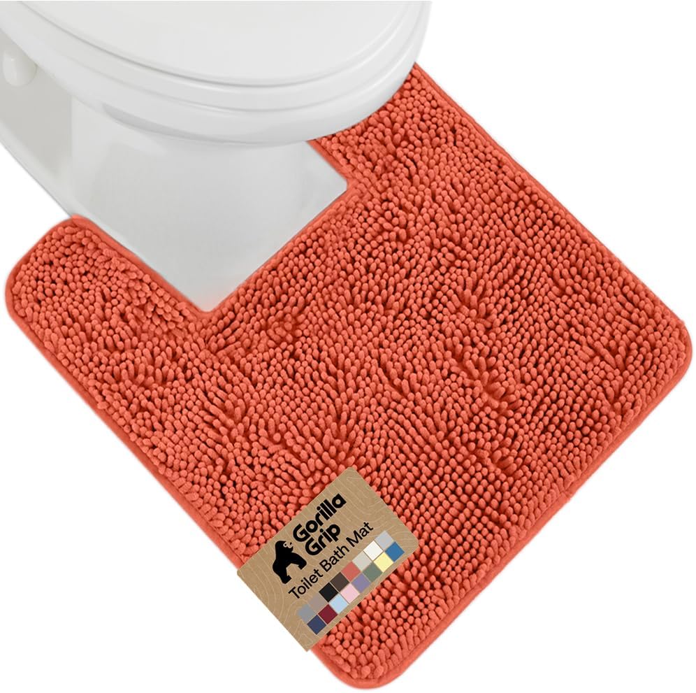 GORILLA GRIP Bath Rug Mat for Bathroom, Absorbent Chenille, 24x17 Gray
