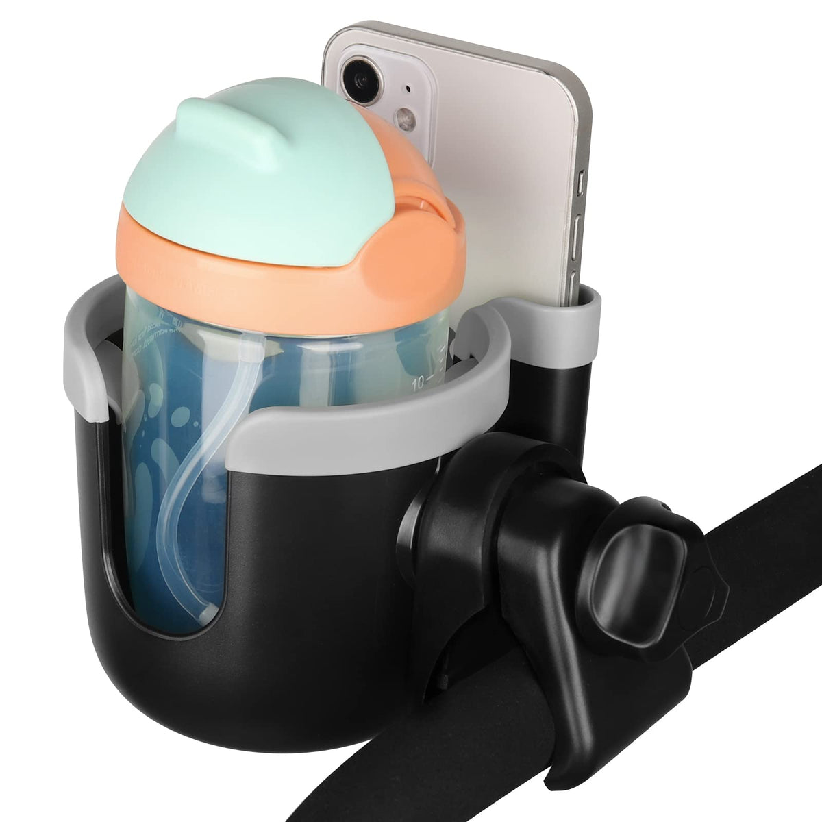 Accmor Stroller Cup Holder with Phone Holder, Bike Cup Holder, Walker Scooter Wheelchair Cup Holder Attachment, Universal Cup Holder for Uppababy Graco Strollers