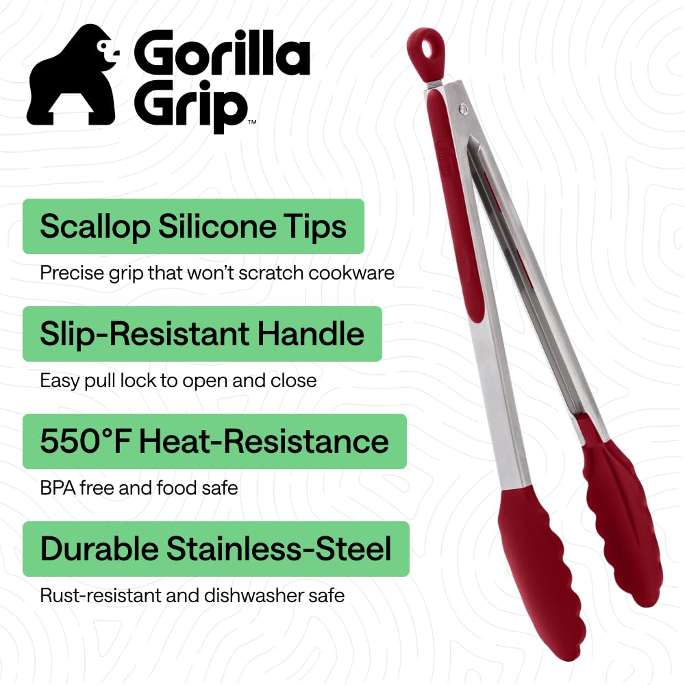 GORILLA GRIP Stainless Steel Kitchen Tongs for Cooking, 2 PK, Turquoise Father Jim Norris notebooks