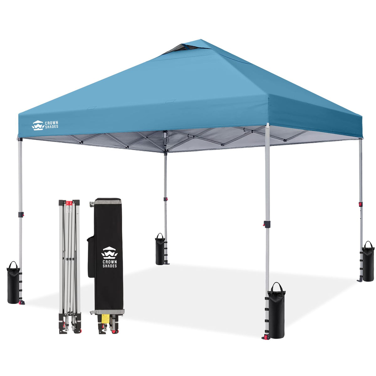CROWN SHADES 10x10 Pop Up Canopy Tent with One Push Setup, Blue Father Jim Norris notebooks