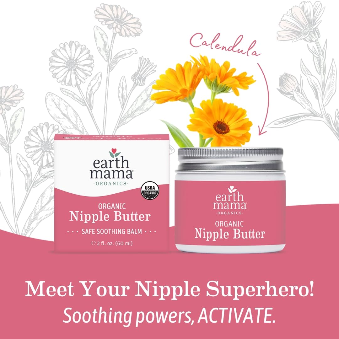 Earth Mama Organic Nipple Butter, Lanolin-Free Breastfeeding Cream, 2 fl oz