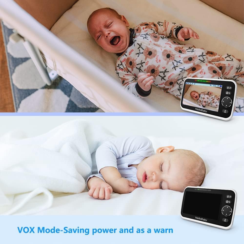 HelloBaby No WiFi Baby Monitor Camera and Audio HB6550, 5" Video Screen