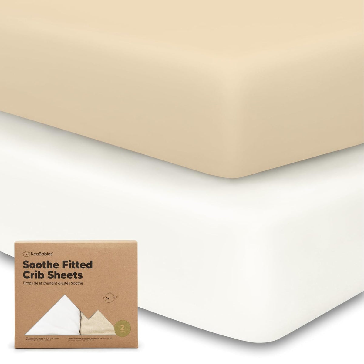 KeaBabies 2pk Organic Cotton Crib Sheets for Boys Girls 52x28, ABC Land Sky