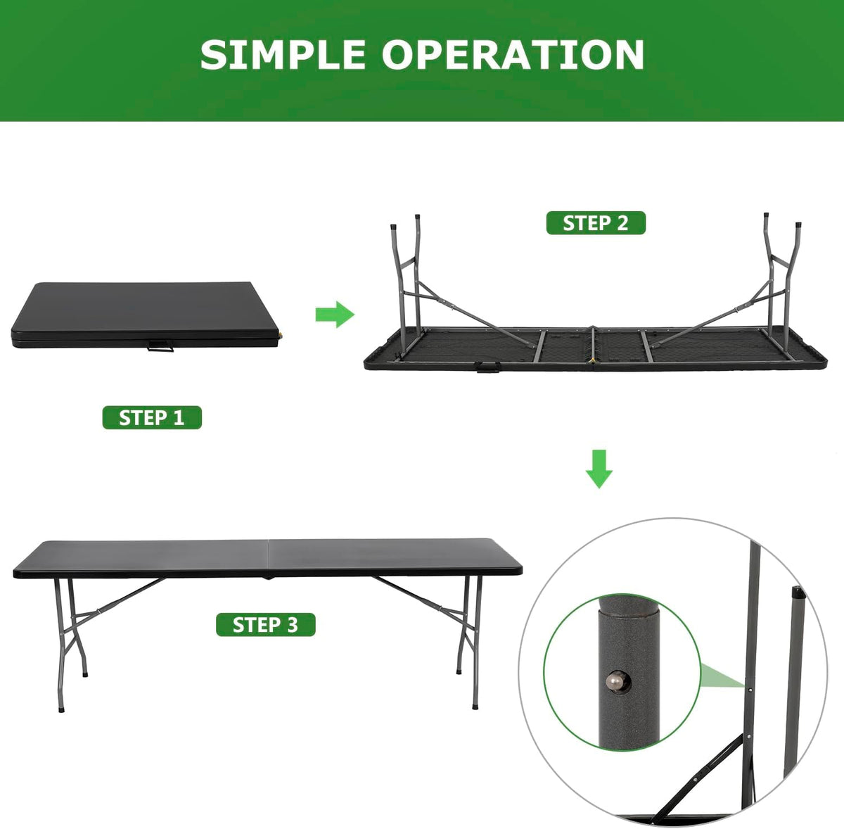 BestOffice | 6FT Folding Table | Black | Portable Plastic Table Father Jim Norris notebooks