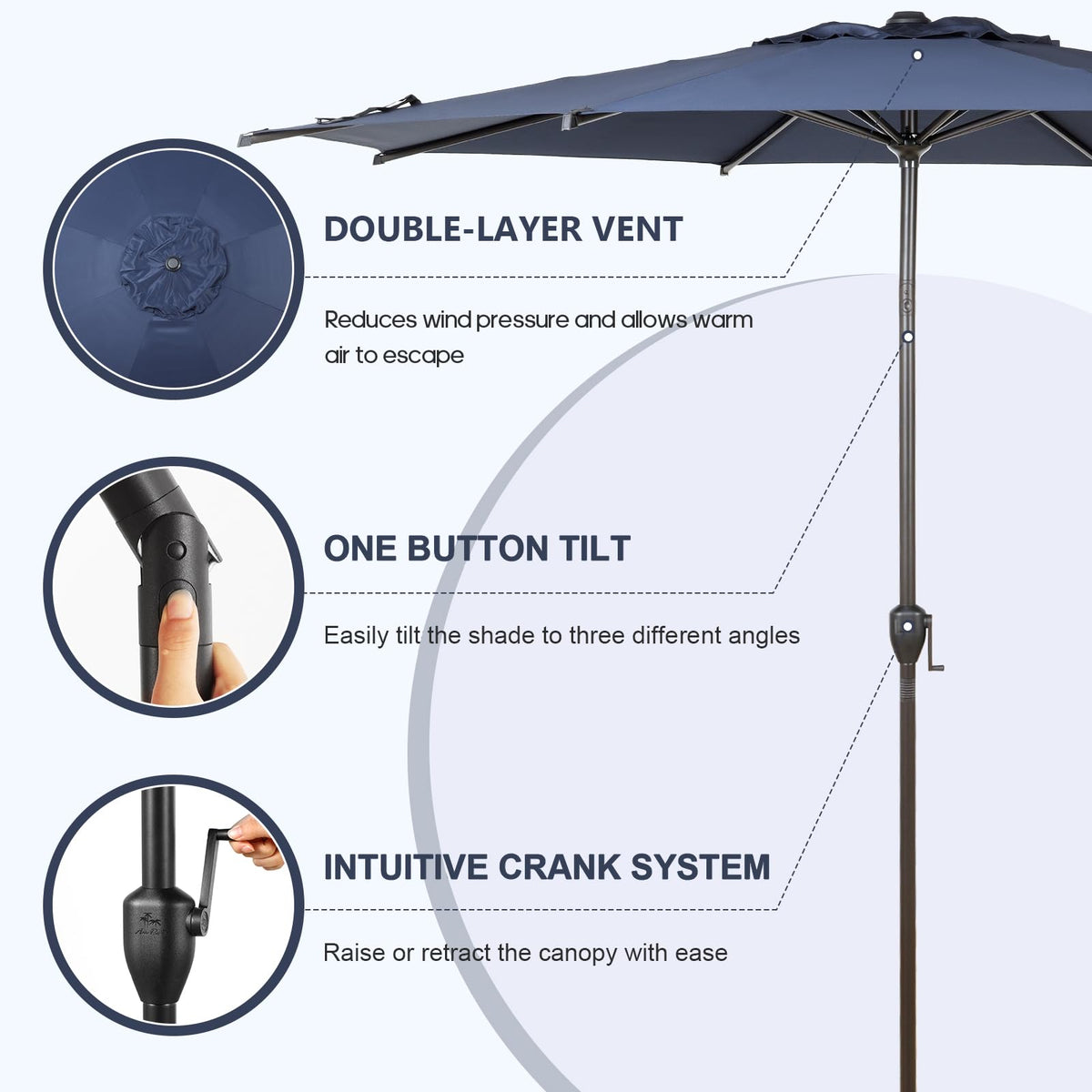 Abba Patio 7.5FT Lyon Outdoor Patio Umbrella Outdoor Table Umbrella with Push Button Tilt and Crank Market Umbrella 6 Sturdy Ribs UV Protection Waterproof for Garden Deck Backyard Pool Grey Father Jim Norris notebooks