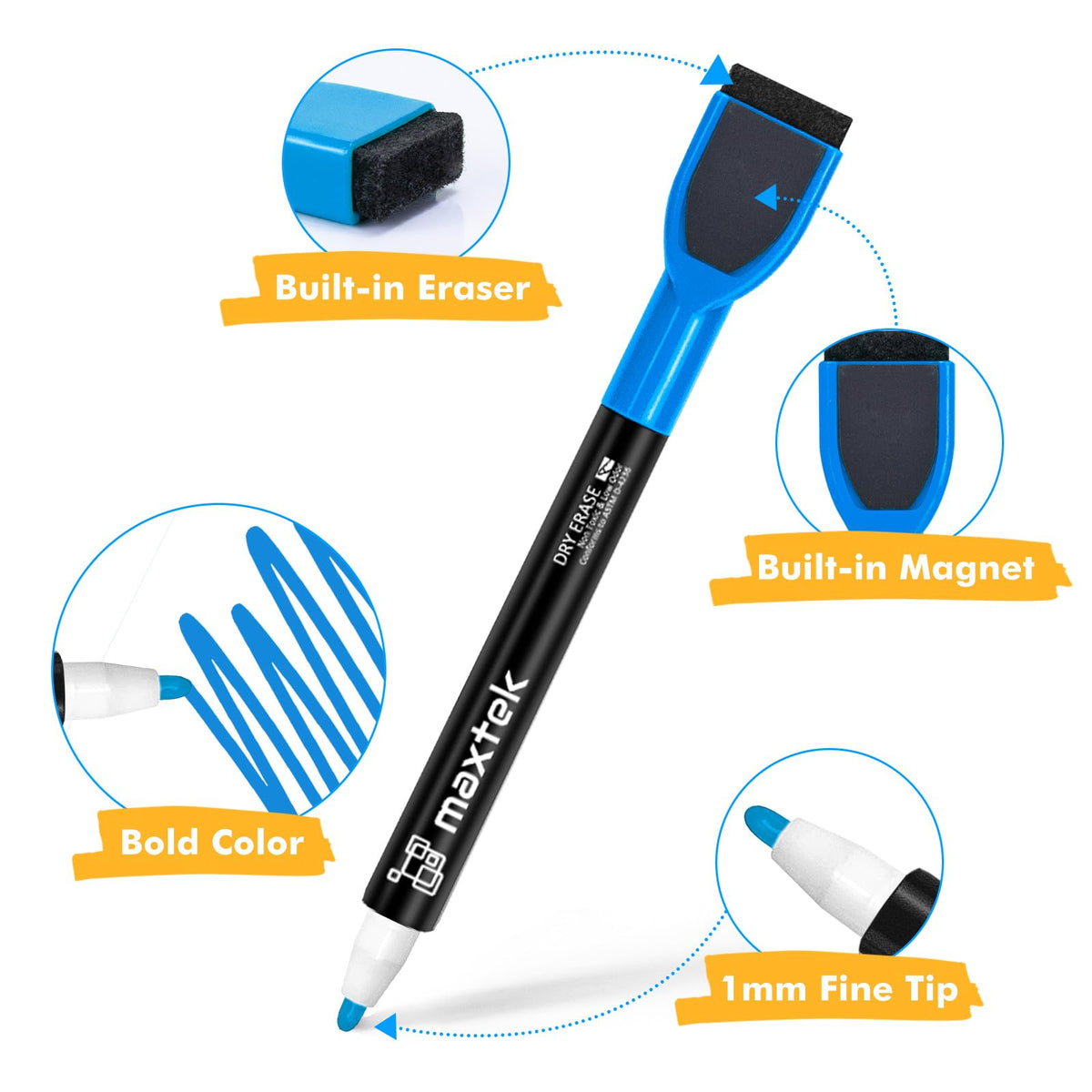 maxtek Magnetic Whiteboard Markers - 12 Count Colorful Fine Tip Dry Erase Markers with Eraser for Kids, Low Odor Thin Markers for Calendar Boards Father Jim Norris notebooks