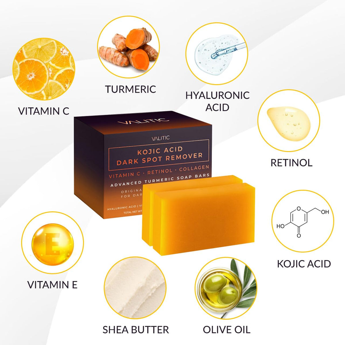 VALITIC Kojic Acid Dark Spot Remover Soap Bars, Turmeric Bar Soaps 2 Pack Father Jim Norris notebooks