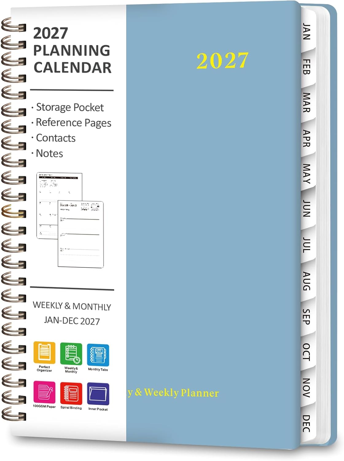 2027 Planner, Weekly and Monthly Calendar Planner Book, A5(6.3'' x 8.5'') Father Jim Norris notebooks