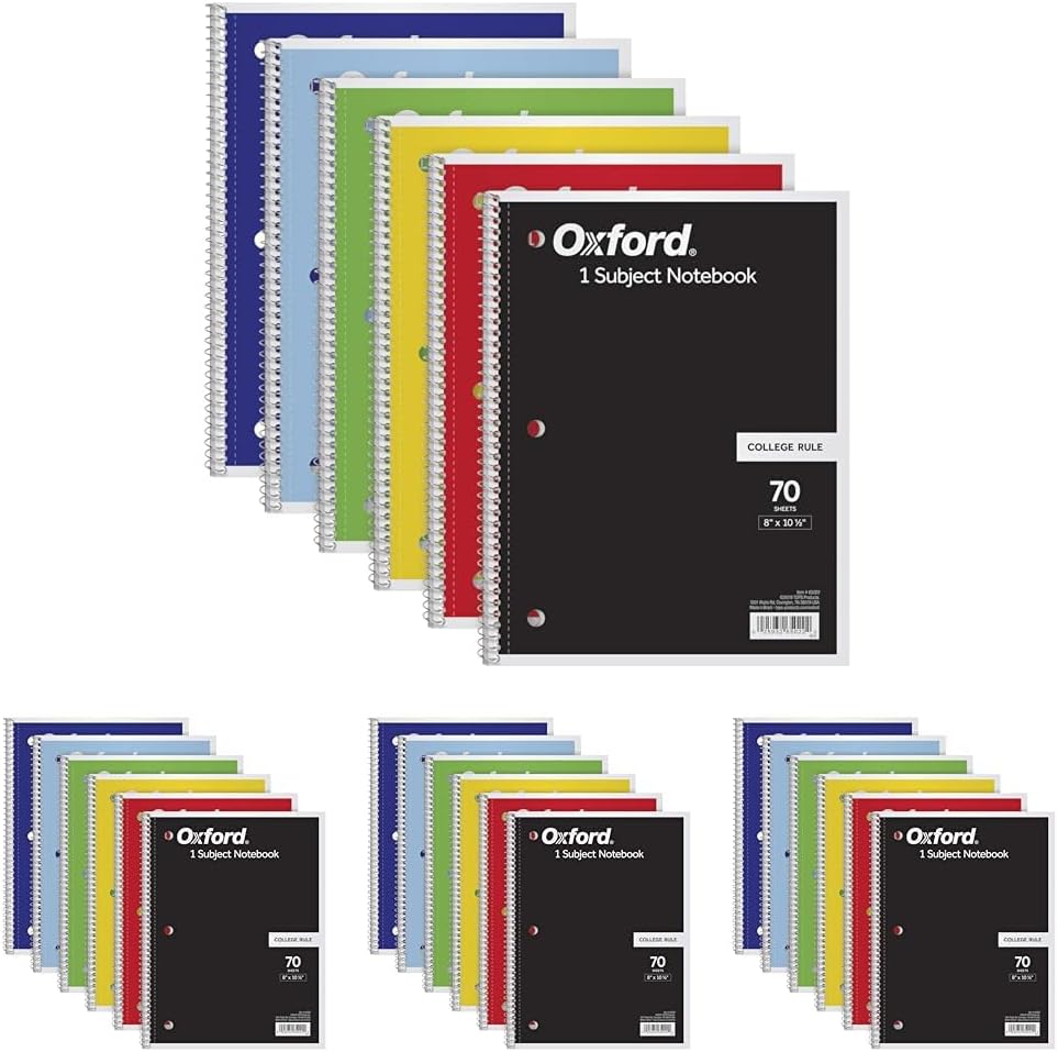 Oxford Spiral Notebook 6 Pack, 1 Subject, College Ruled Paper, 8 x 10-1/2 Inch, Color Assortment Design May Vary (65007) Father Jim Norris notebooks