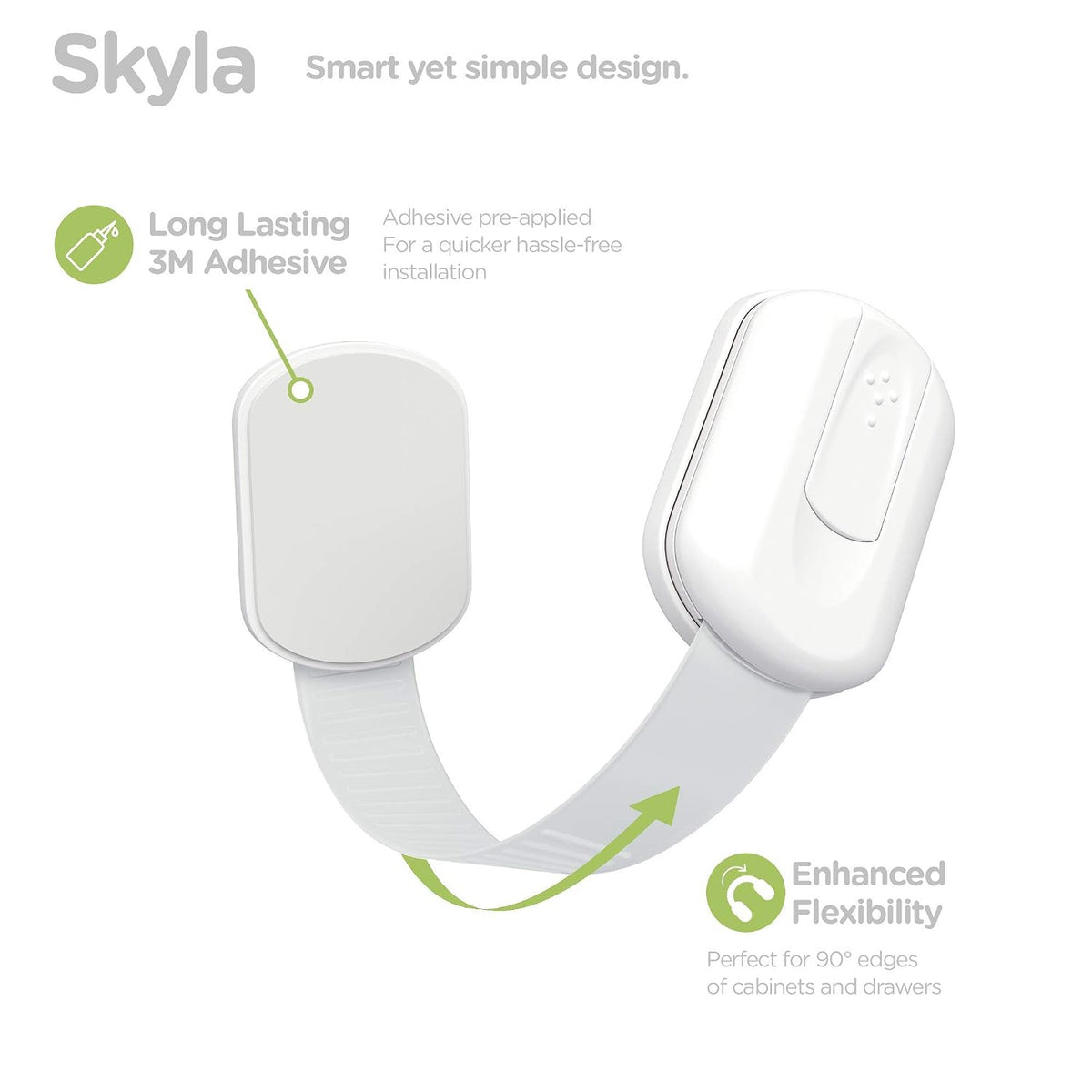 SKYLA HOMES Cabinet Strap Locks for Baby Proofing, 8 Pack, White