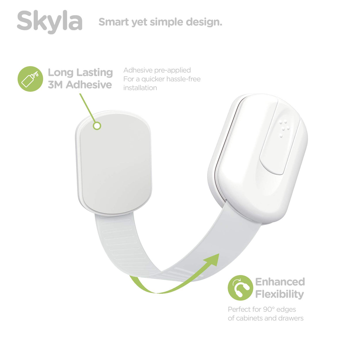 SKYLA HOMES Cabinet Strap Locks for Baby Proofing, 8 Pack, White