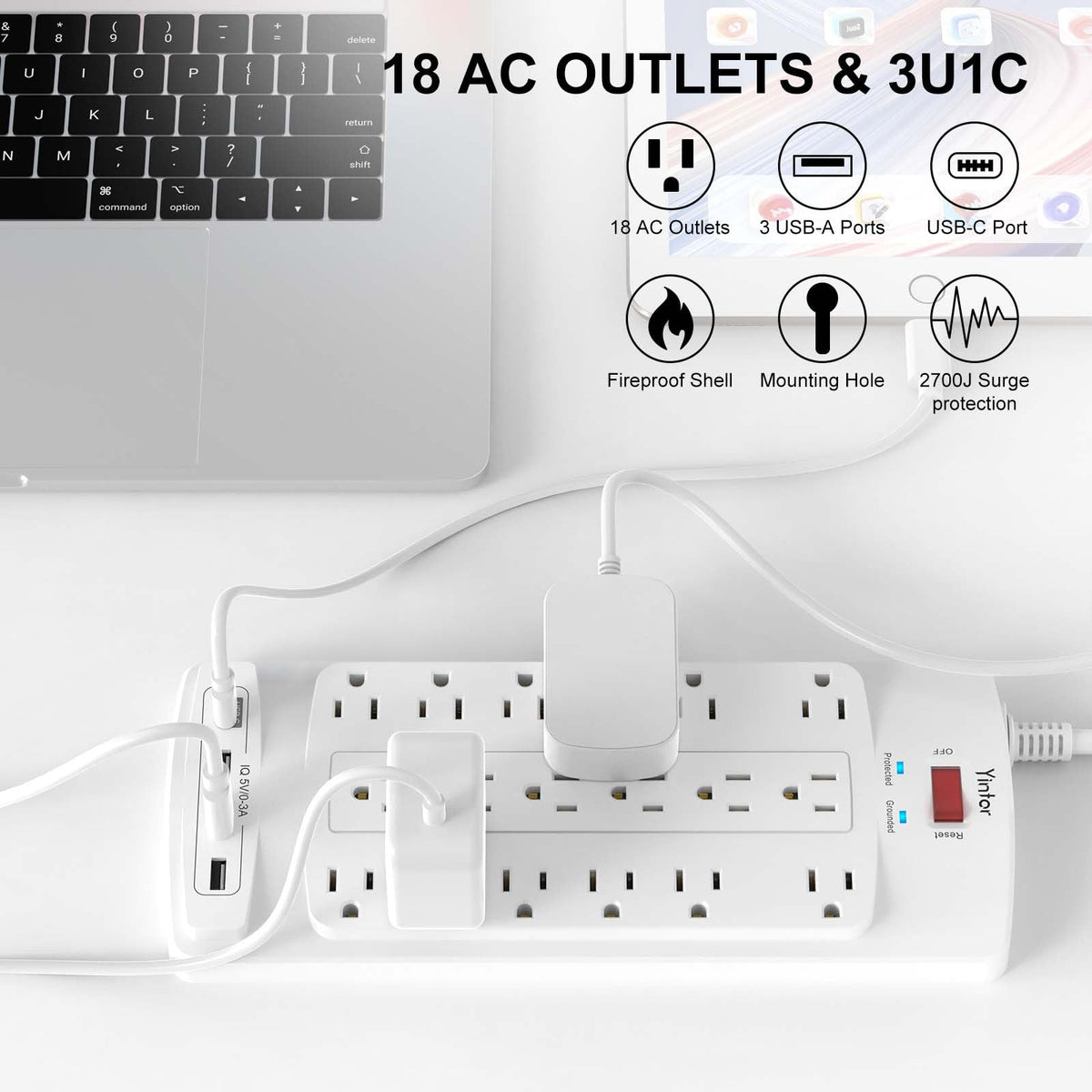 Yintar 6Ft Surge Protector Power Strip with 6 Outlets & 3 USB Ports, Black Father Jim Norris notebooks