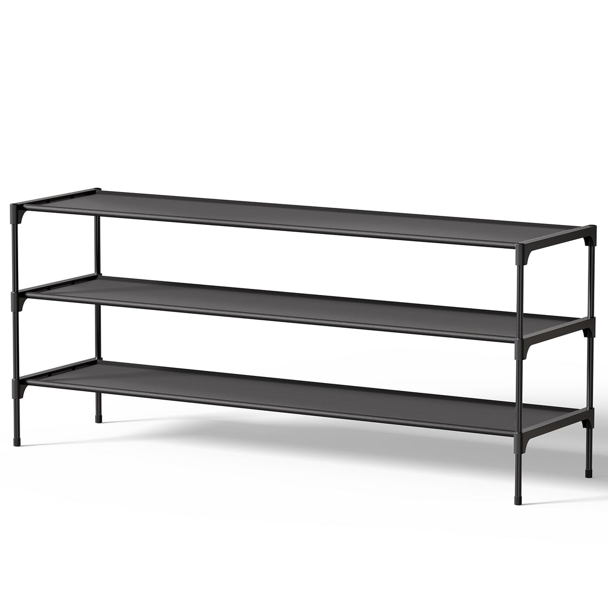 Kitsure Shoe Rack - Non-Woven Shoe Rack Shelf, Shoe Organizer for Closet, Entryway, Garage & Corridor, Stackable Shoe Shelves, 27.5" Wide - 2 Tier, Black