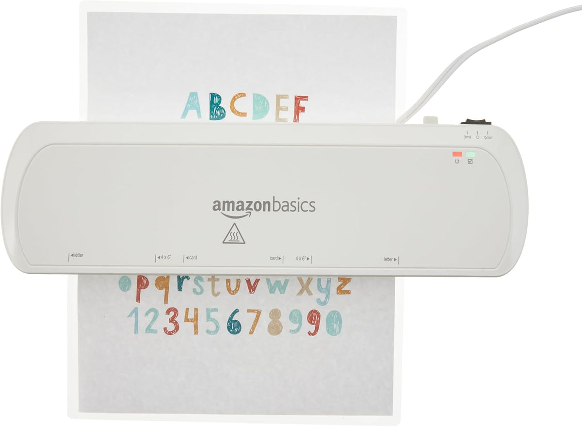 Amazon Basics 9-Inch Thermal Laminator Machine with Quick Warm-Up, 2 Heat Settings, Jam Release for Documents and Photos, White Father Jim Norris notebooks