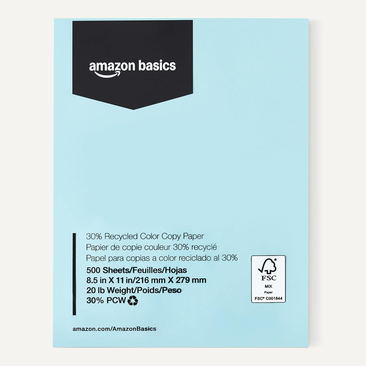 Amazon Basics 30% Recycled Color Copy Paper, 8.5" x 11", 20lb, Pastel Blue, 500 Sheets Father Jim Norris notebooks