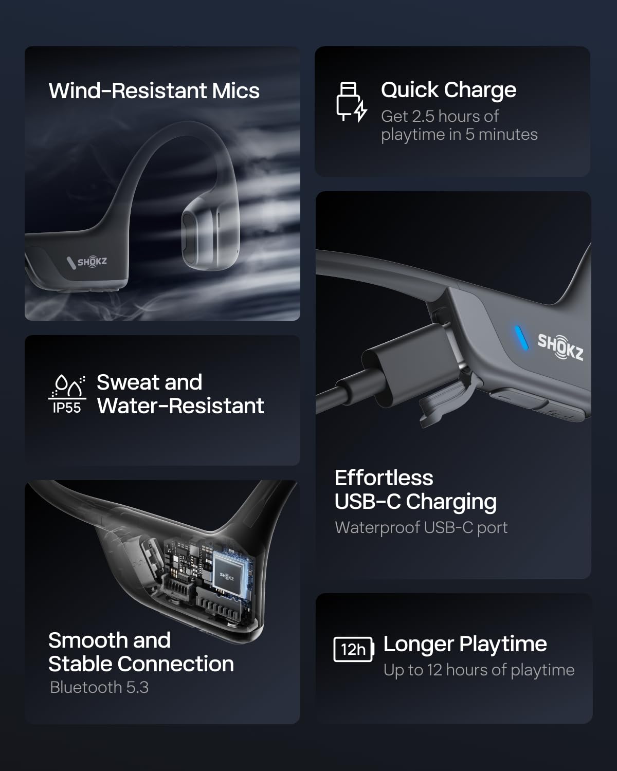 SHOKZ OpenRun Pro 2 Bone Conduction Bluetooth Sport Headphones, Black Father Jim Norris notebooks