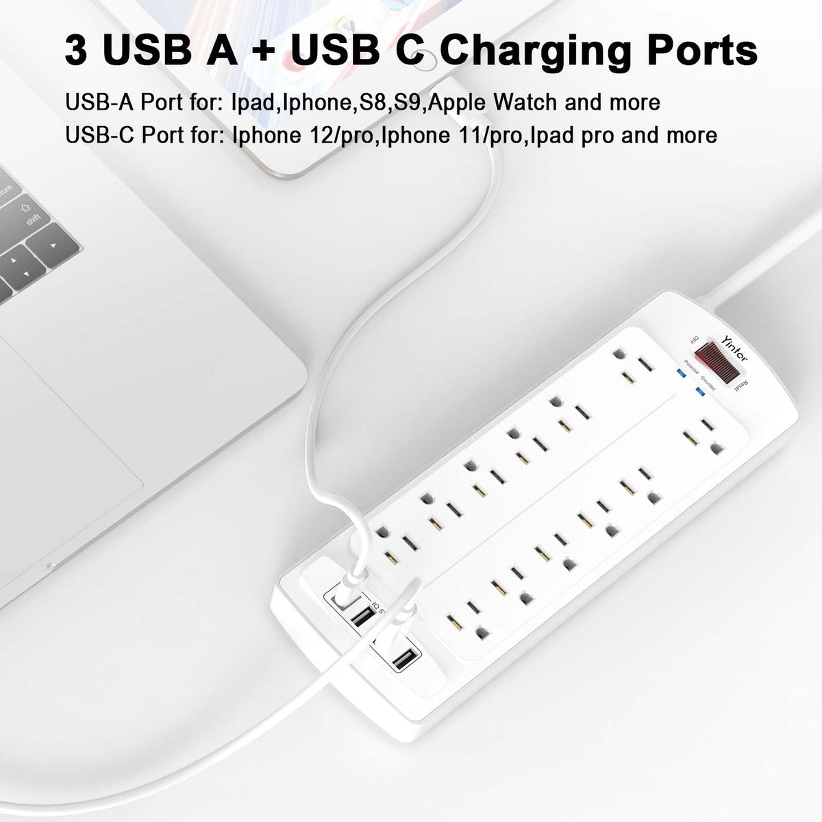 Yintar 6Ft Surge Protector Power Strip with 6 Outlets & 3 USB Ports, Black Father Jim Norris notebooks
