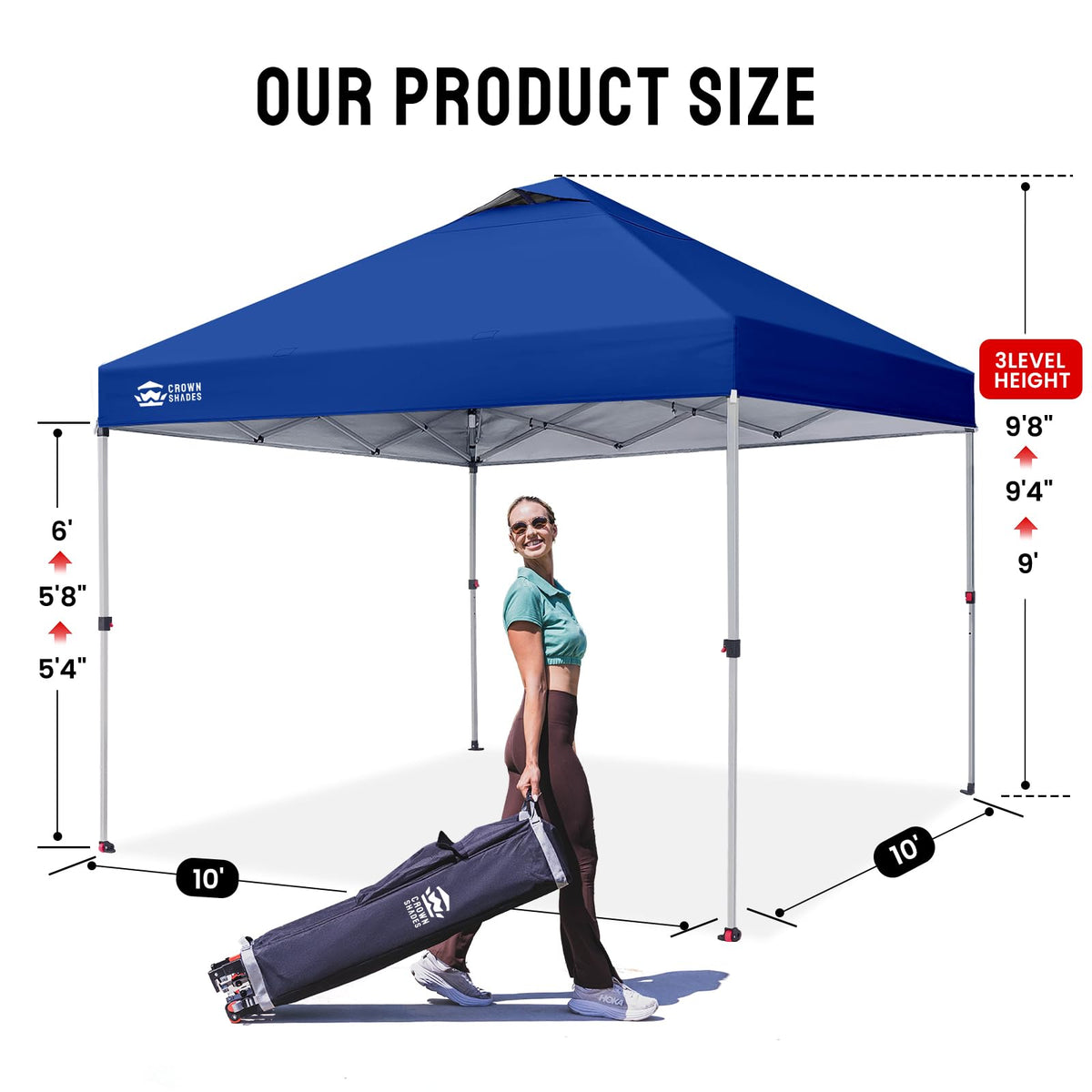 CROWN SHADES 10x10 Pop Up Canopy Tent with One Push Setup, Blue Father Jim Norris notebooks