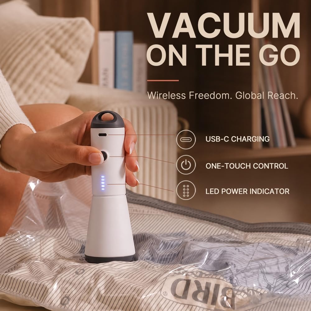 Vacbird Travel Vacuum Bags with Rechargeable Pump, 15 combo tarvel size