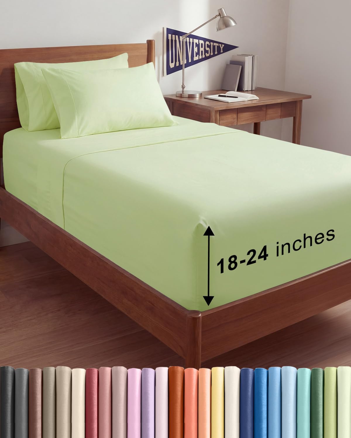 CGK Extra Deep Twin XL Sheet Set - 4pc College Dorm Room - Coral