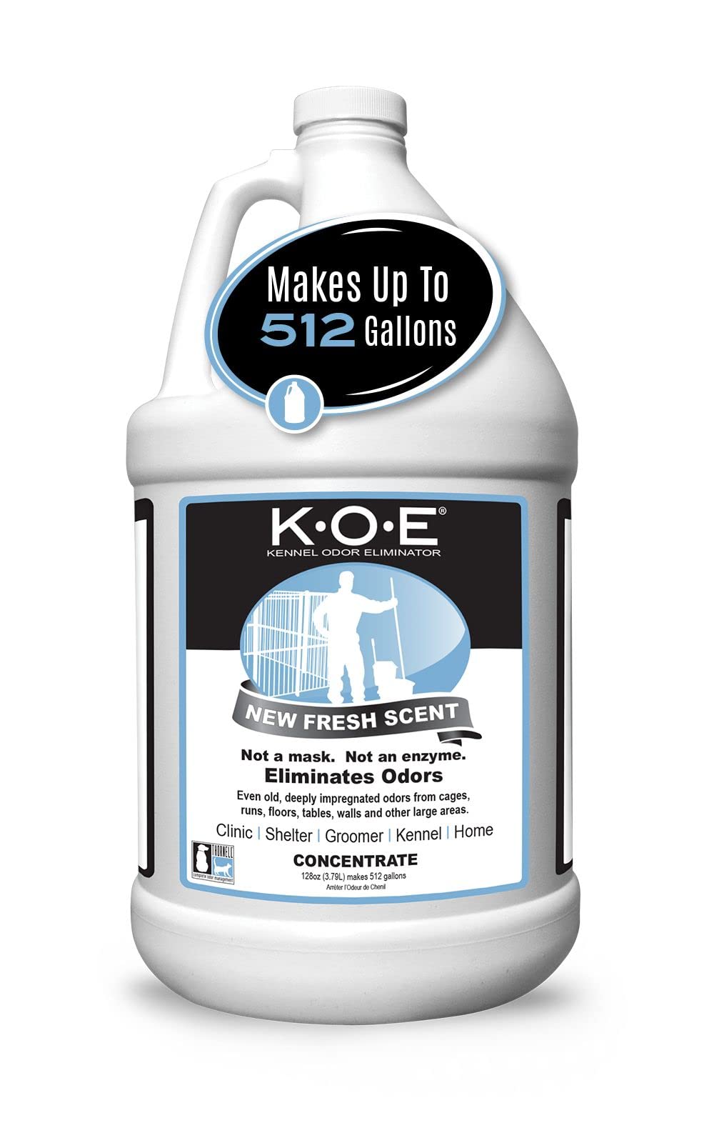 Odorcide K.O.E Kennel Odor Eliminator Concentrate, Fresh Scent, 16 oz - Non-Enzymatic Formula for Cages, Runs, Home and Kennel Use