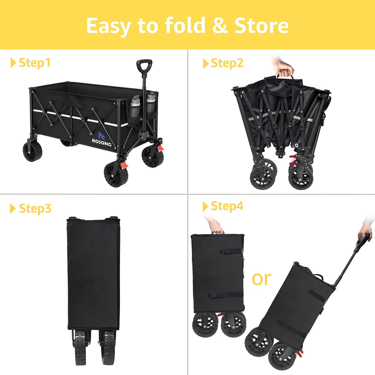 ROSONG Collapsible Wagon Cart with Wheels Foldable - Folding Utility Heavy Duty Wagons Carts for Grocery Sports Garden Shopping Camping Wheelbarrows (Pink, 120L) Father Jim Norris notebooks