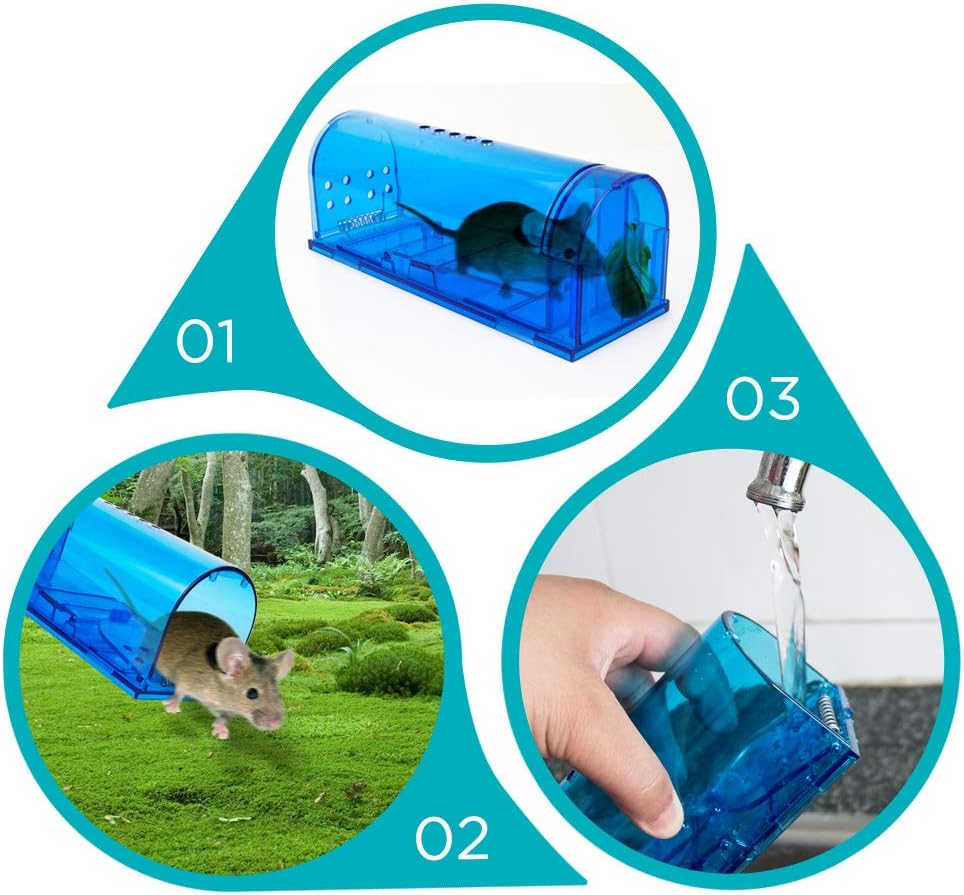 Humane Mouse Trap Reusable! [2-Pack] - Catch and Release No-Kill Rodent Traps for Indoors & Outdoors - Safe for Children & Pets - Reusable Mouse Catcher for Kitchen, Pantry & Garage Blinc (Blue) Father Jim Norris notebooks