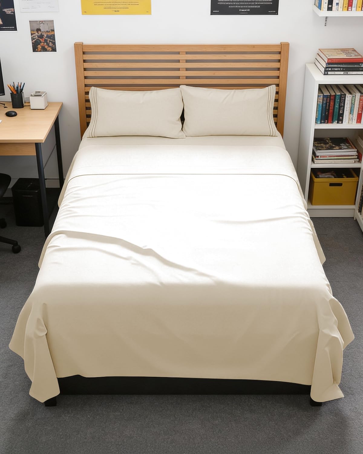 Queen Size 4 Piece Sheet Set - Breathable & Cooling Sheets - Dark Grey